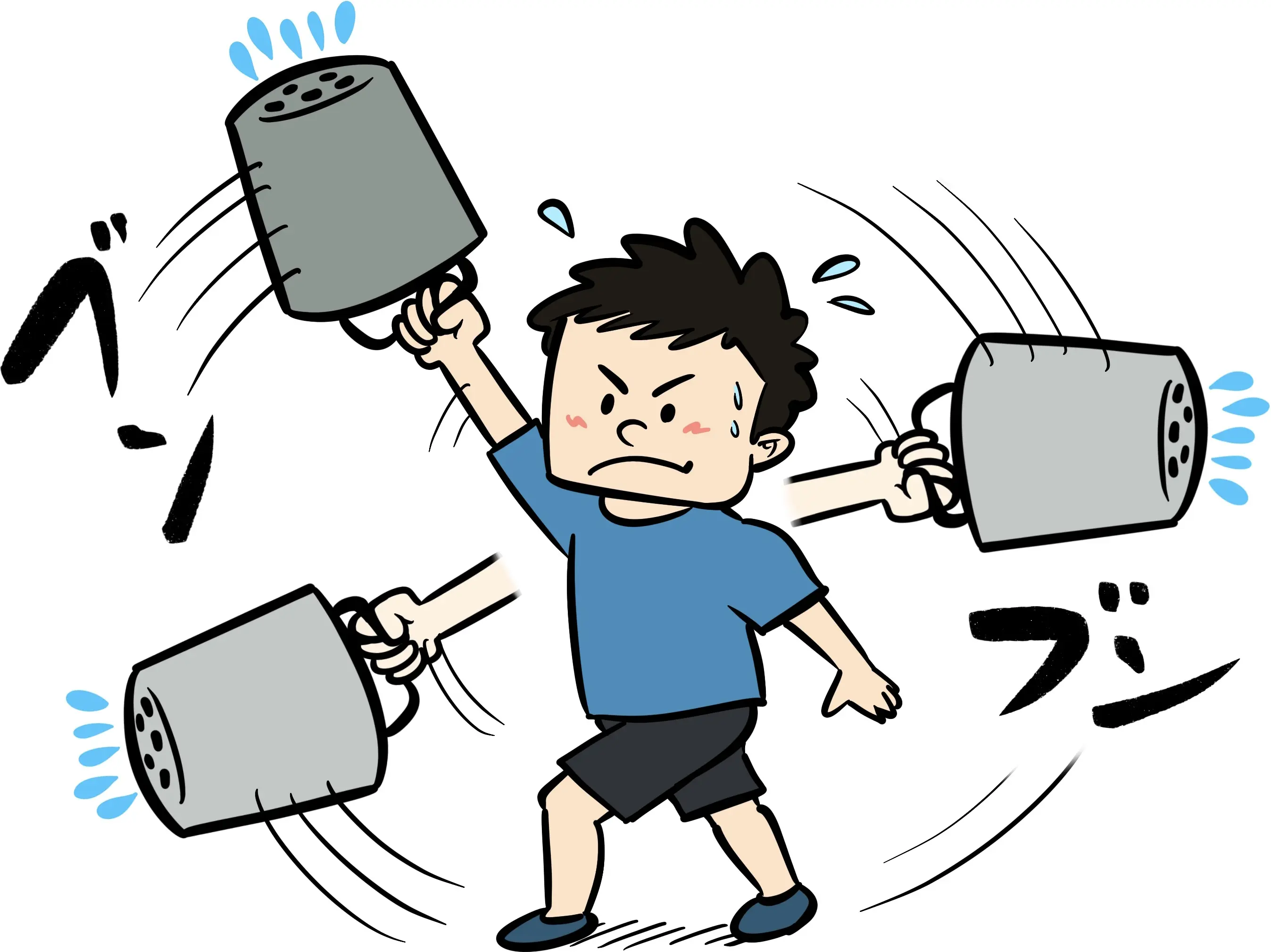 バケツの水がこぼれないイラスト